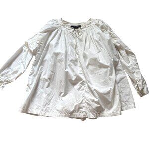 The J. Peterman Company 100% Cotton Peasant Blouse Top Women's Size M/L White
